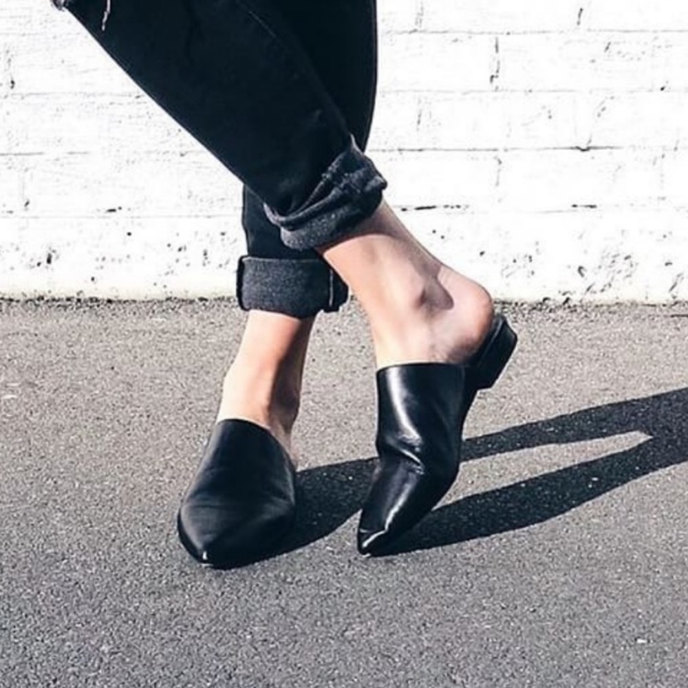 Elegant Black Leather Mules